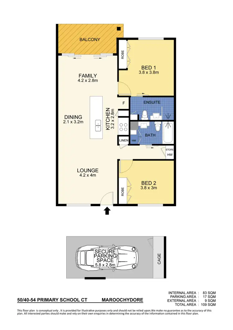 Floorplan of Homely unit listing, 50/40-54 Primary School Court, Maroochydore QLD 4558