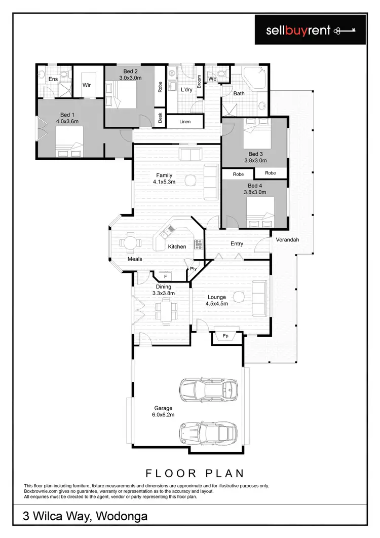 Floorplan of Homely house listing, 3 WILCA WAY, Wodonga VIC 3690