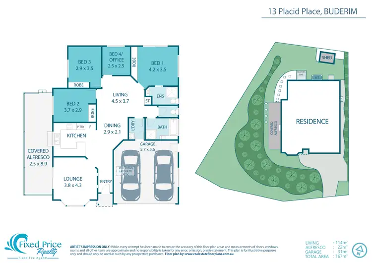 Floorplan of Homely house listing, 13 Placid Place, Buderim QLD 4556