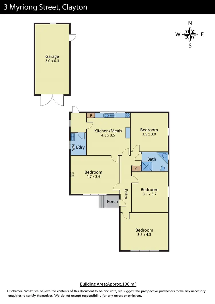 Floorplan of Homely house listing, 3 Myriong St, Clayton VIC 3168