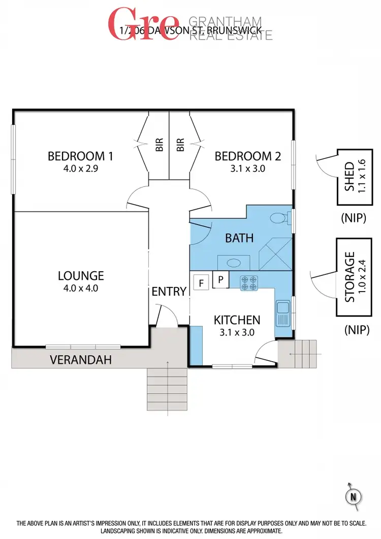 Floorplan of Homely villa listing, 1/206 Dawson Street, Brunswick West VIC 3055