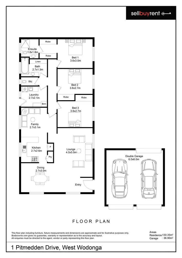 Floorplan of Homely house listing, 1 PITMEDDEN DRIVE, Wodonga VIC 3690