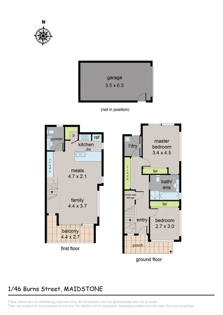 Floorplan of Homely townhouse listing, 1/46 Burns Street, Maidstone VIC 3012