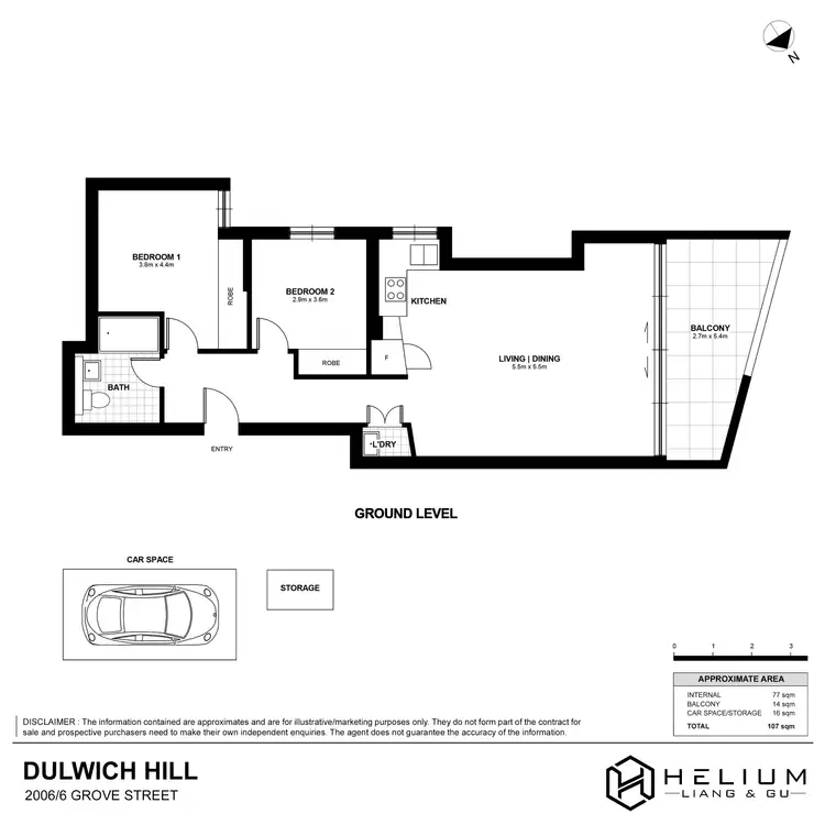 Floorplan of Homely apartment listing, 2006/6-26 Grove Street, Dulwich Hill NSW 2203