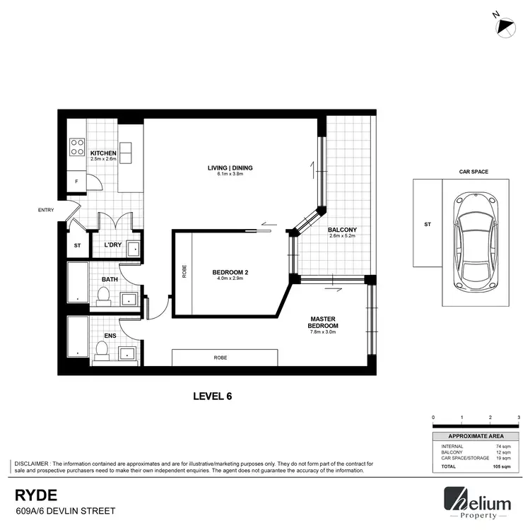 Floorplan of Homely apartment listing, 609A/6 Devlin Street, Ryde NSW 2112