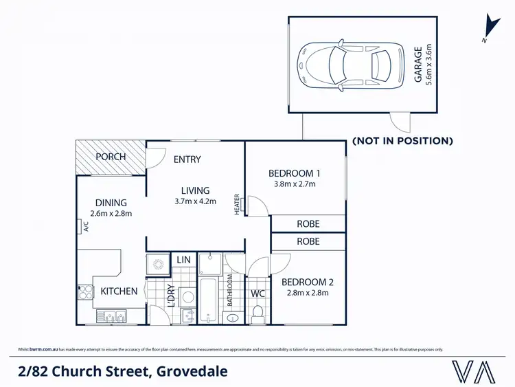 Floorplan of Homely unit listing, 2/82 Church Street, Grovedale VIC 3216