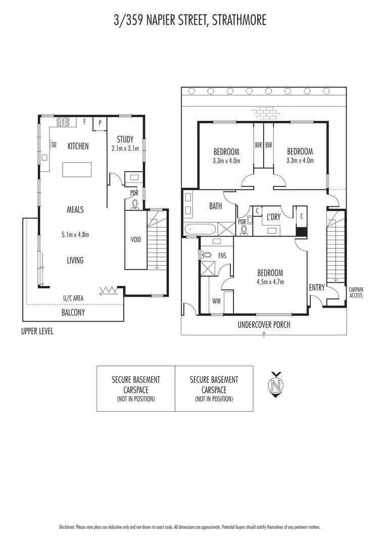 Floorplan of Homely townhouse listing, 3/359 Napier Street, Strathmore VIC 3041
