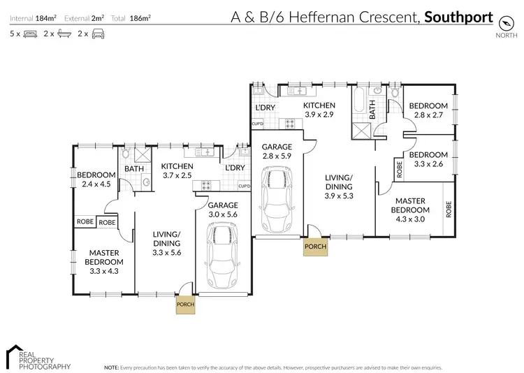 Floorplan of Homely semi-detached listing, 6 Heffernan Crescent, Southport QLD 4215