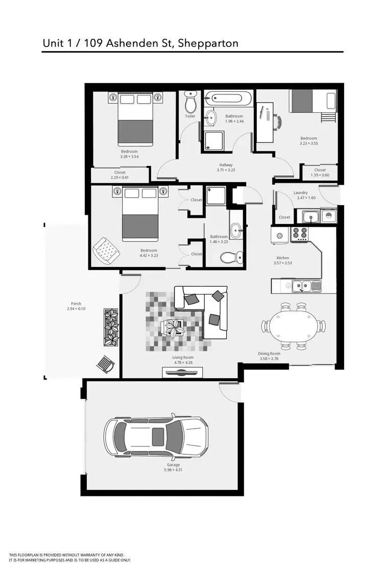Floorplan of Homely townhouse listing, 1/109 Ashenden, Shepparton VIC 3630