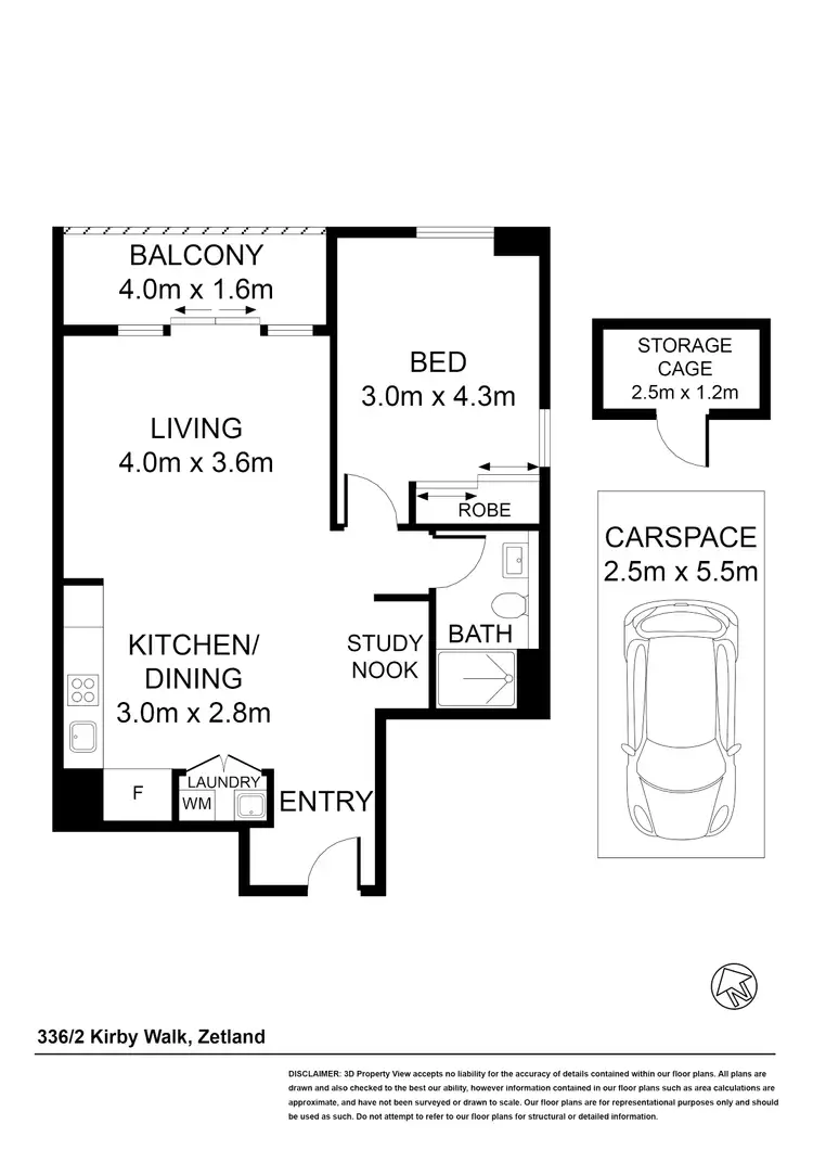 Floorplan of Homely apartment listing, 336/2 Kirby Walk, Zetland NSW 2017
