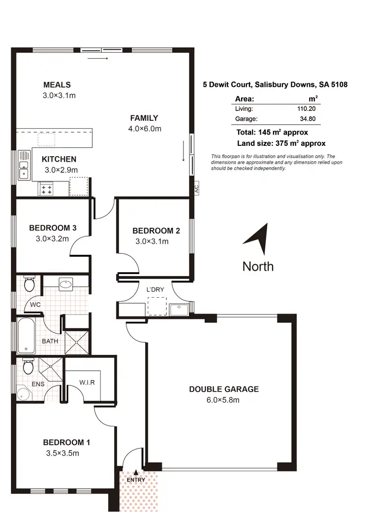 Floorplan of Homely house listing, 5 Dewit Street, Salisbury Downs SA 5108