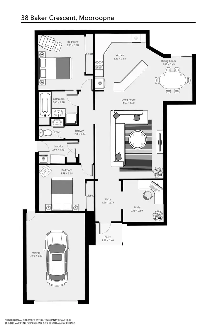 Floorplan of Homely townhouse listing, 38 BAKER CRESCENT, Mooroopna VIC 3629