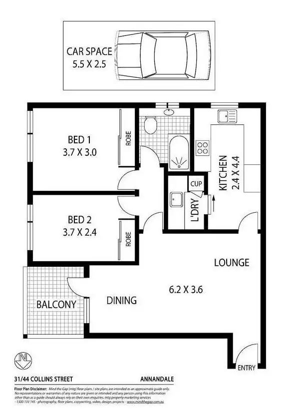 Floorplan of Homely apartment listing, 31/44 Collins Street, Annandale NSW 2038