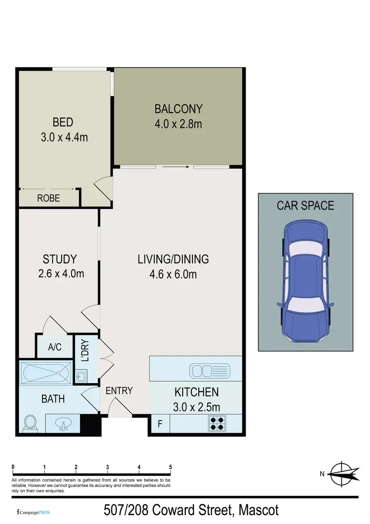 Floorplan of Homely apartment listing, 507/7 John Street, Mascot NSW 2020