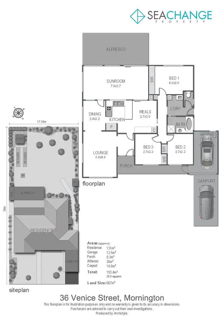 Floorplan of Homely house listing, 36 Venice Street, Mornington VIC 3931