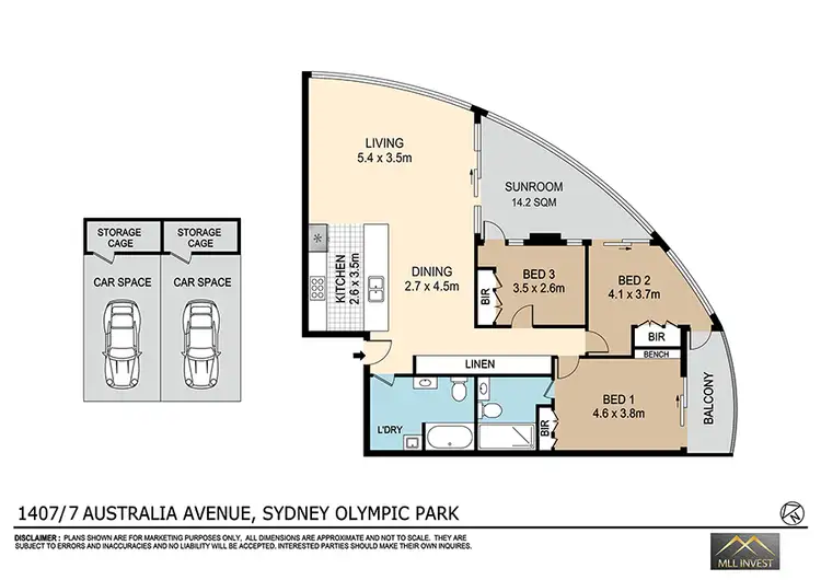 Floorplan of Homely apartment listing, 1407/7 Austraia Ave, Sydney Olympic Park NSW 2127
