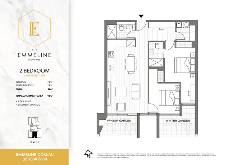 Floorplan of Homely apartment listing, 106/34-40A Falcon Street, Crows Nest NSW 2065