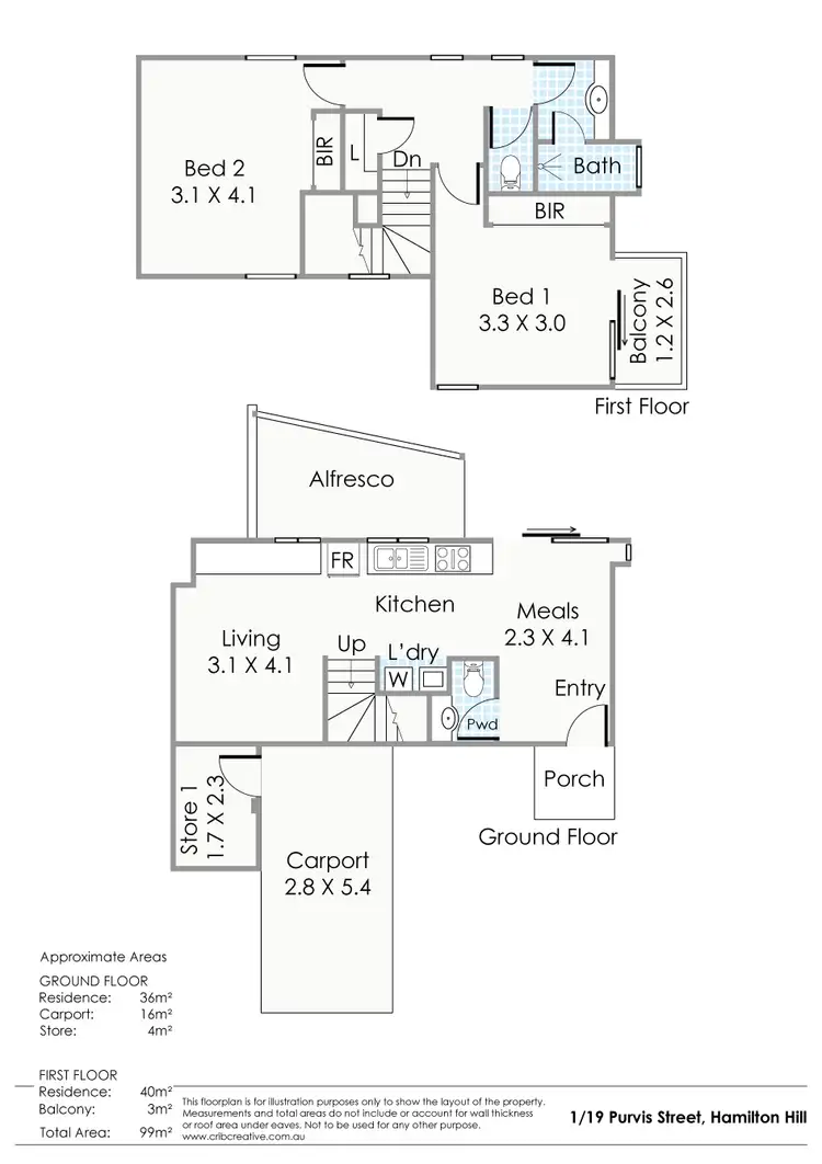 Floorplan of Homely townhouse listing, 1/19 Purvis St, Hamilton Hill WA 6163