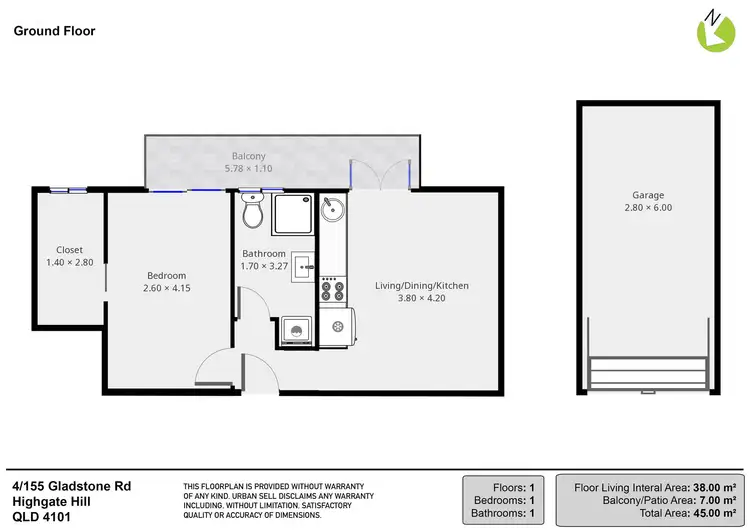 Floorplan of Homely unit listing, 4/155 Gladstone Road, Highgate Hill QLD 4101