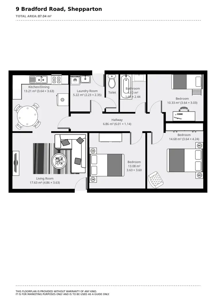 Floorplan of Homely house listing, 9 BRADFORD ROAD, Shepparton VIC 3630