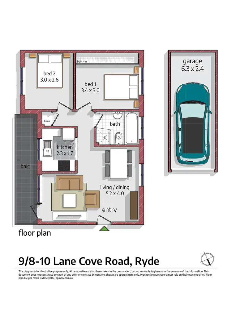 Floorplan of Homely apartment listing, 9/8-10 Lane Cove Road, Ryde NSW 2112