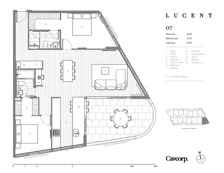 Floorplan of Homely apartment listing, 1007/18 Longland Street, Newstead QLD 4006