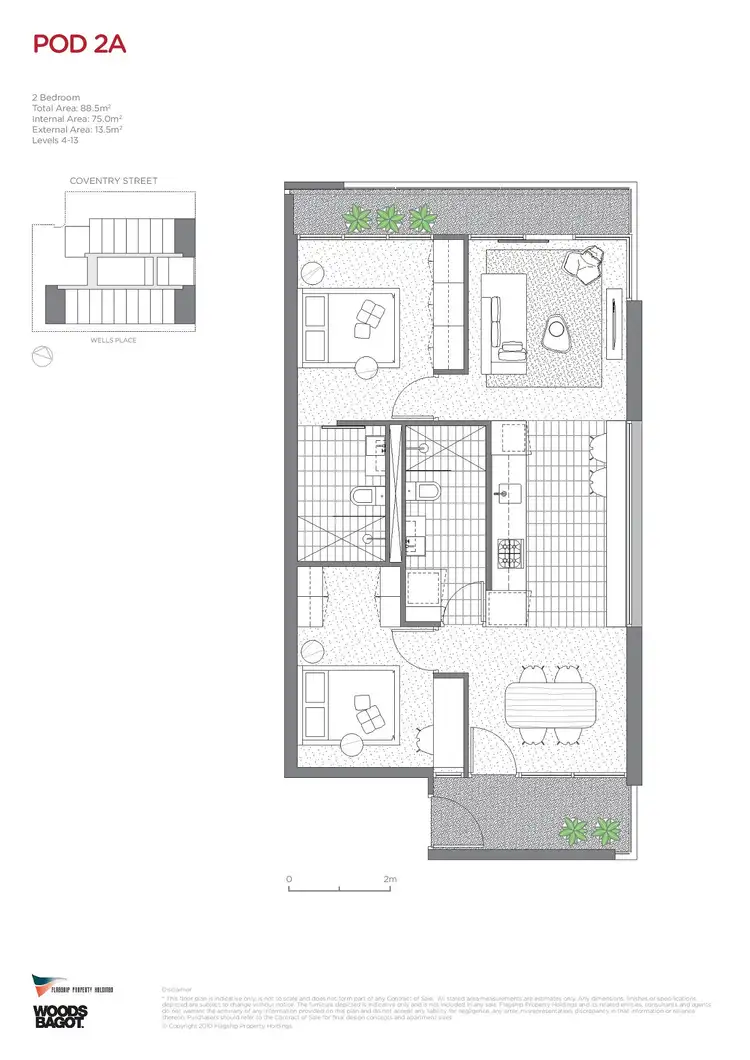 Floorplan of Homely apartment listing, 409/63-75 Coventry Street, Southbank VIC 3006
