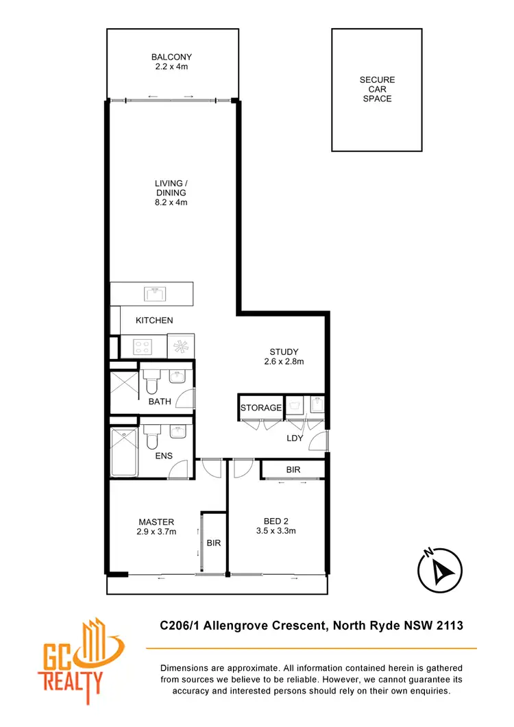 Floorplan of Homely apartment listing, c206/1-9 Allengrove Crescent, North Ryde NSW 2113