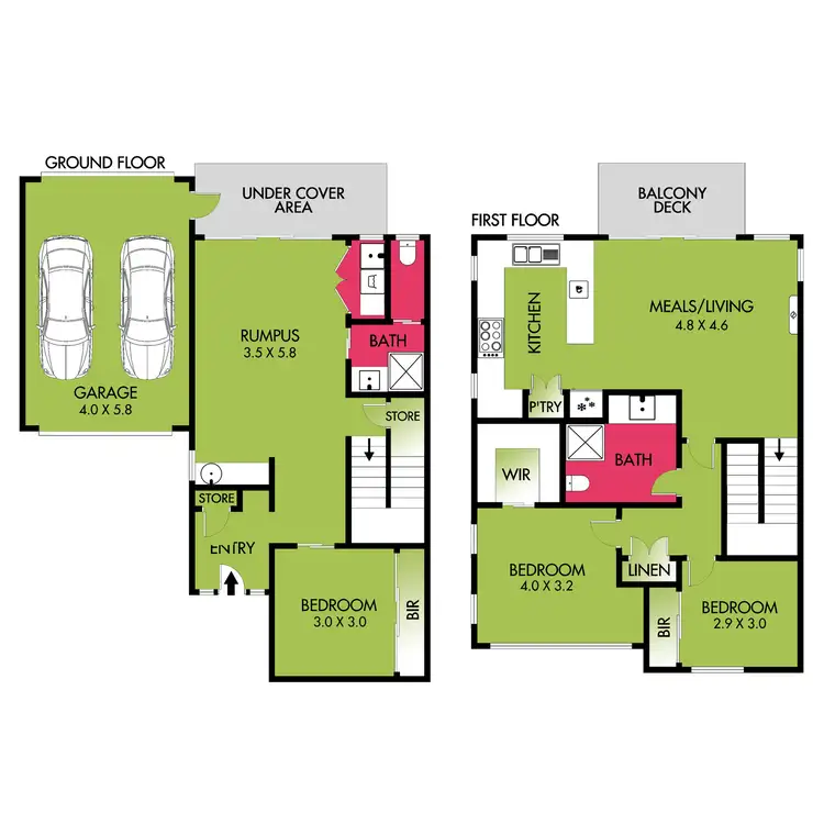 Floorplan of Homely townhouse listing, 1/126 Fischer Street, Torquay VIC 3228