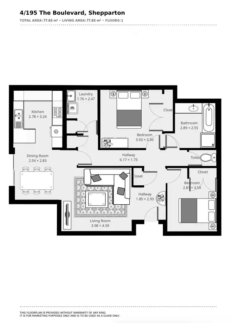 Floorplan of Homely unit listing, 4/195 The Boulevard, Shepparton VIC 3630