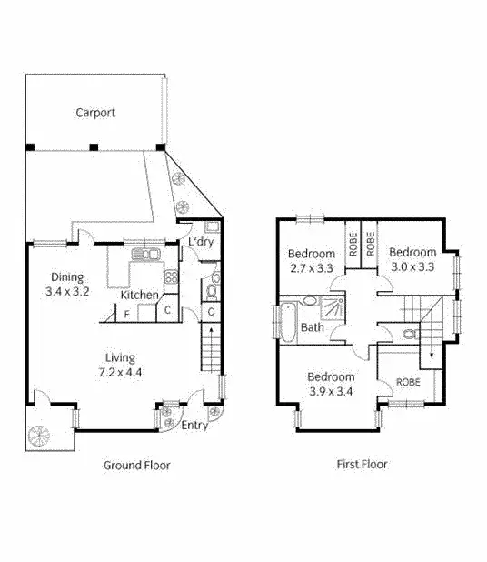 Floorplan of Homely townhouse listing, 2/12 Centennial Avenue, Brunswick West VIC 3055
