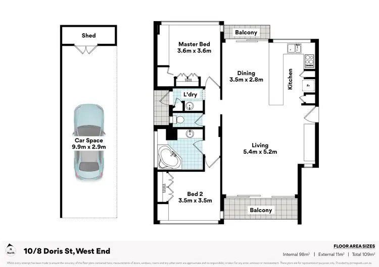 Floorplan of Homely apartment listing, 10/8 Doris Street, West End QLD 4101
