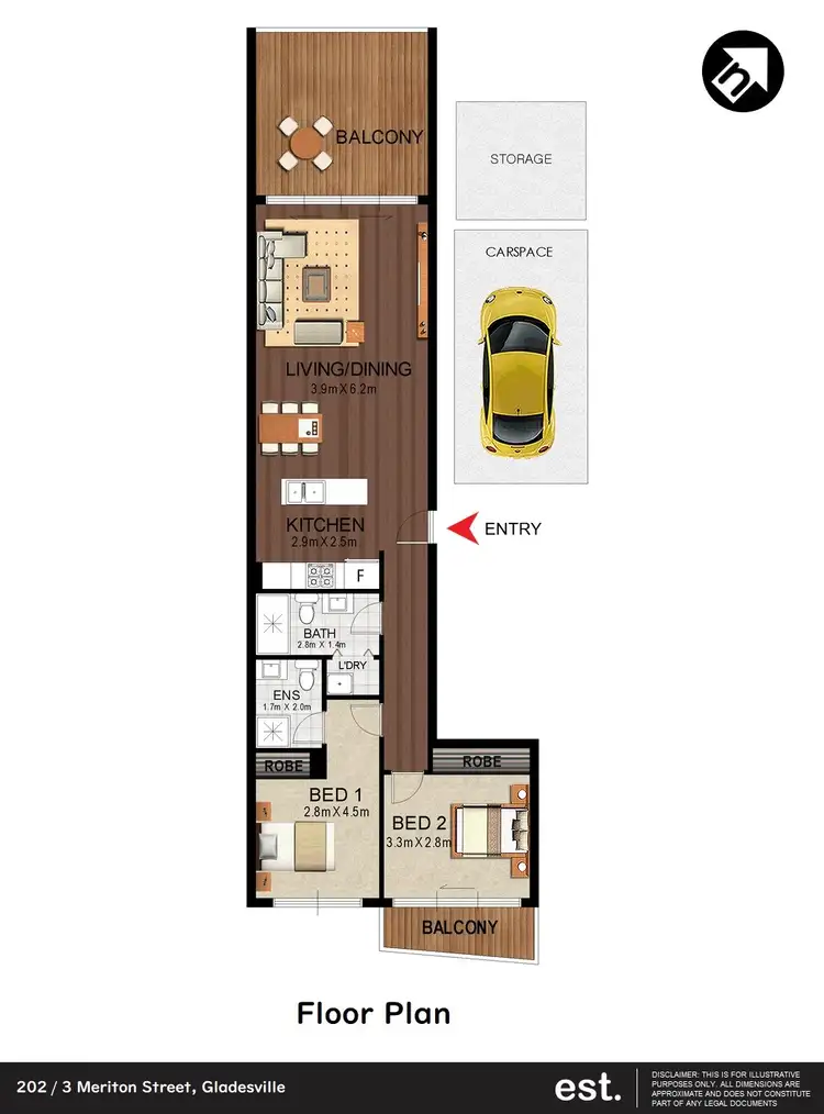 Floorplan of Homely apartment listing, 202/3 Meriton Street, Gladesville NSW 2111