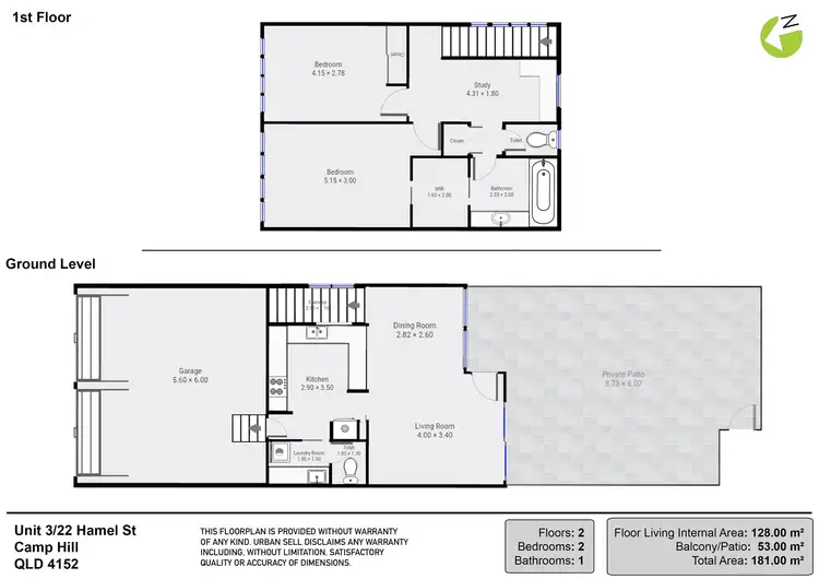 Floorplan of Homely townhouse listing, 3/22 Hamel Street, Camp Hill QLD 4152