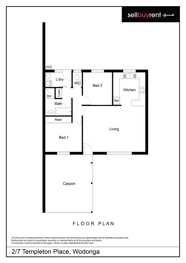 Floorplan of Homely unit listing, 2/7 TEMPLETON PLACE, Wodonga VIC 3690