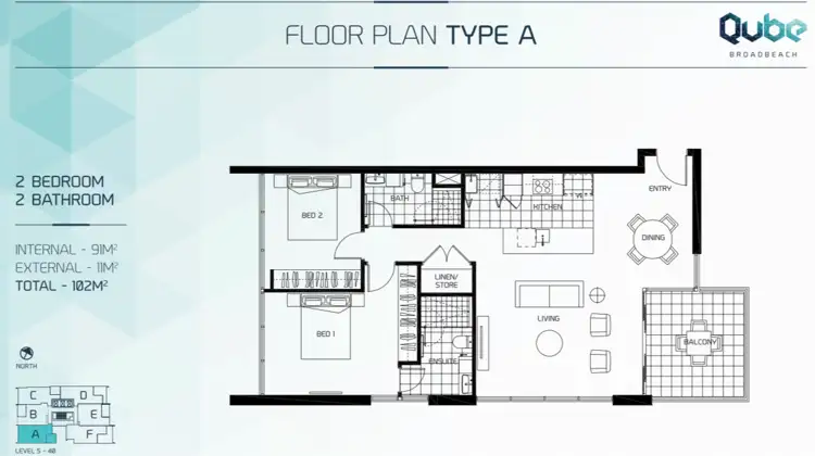 Floorplan of Homely apartment listing, 37/31 Queensland Avenue, Broadbeach QLD 4218
