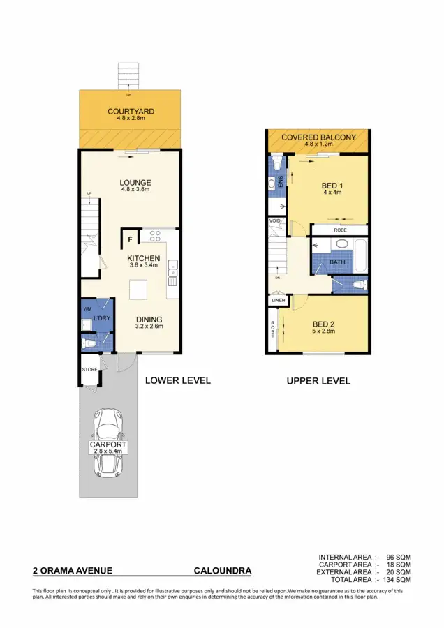 Floorplan of Homely townhouse listing, 2/2 Orama Avenue, Caloundra QLD 4551