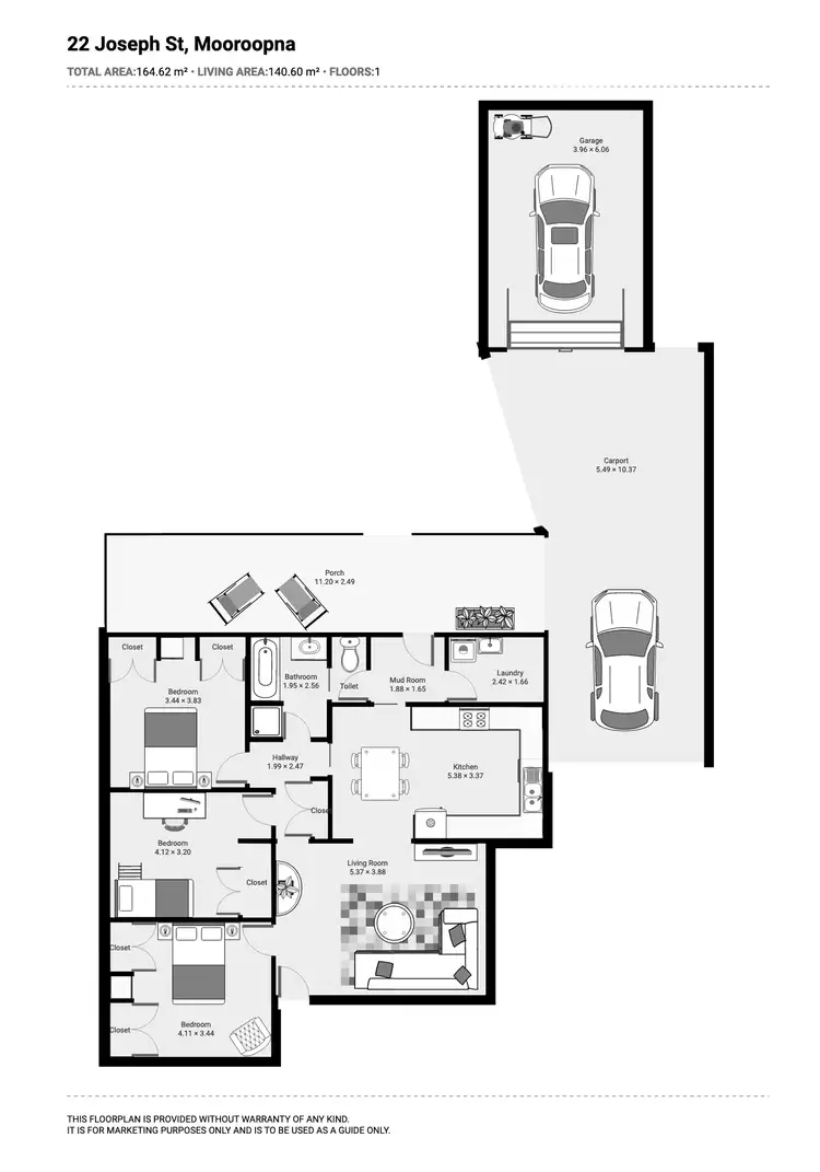 Floorplan of Homely house listing, 22 JOSEPH STREET, Mooroopna VIC 3629