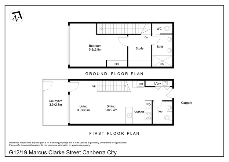 Floorplan of Homely apartment listing, G12/19 Marcus Clarke Street, City ACT 2601