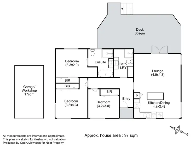 Floorplan of Homely unit listing, 2/73 Redwood Road, Kingston TAS 7050