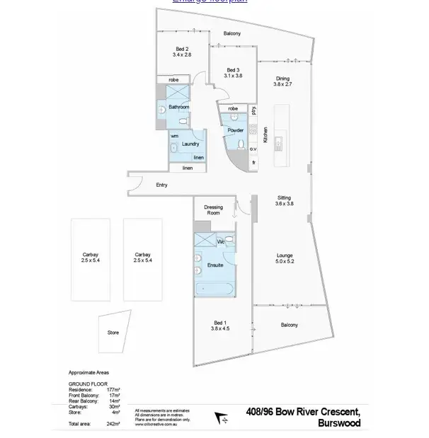 Floorplan of Homely apartment listing, 608/96 Bow River, Burswood WA 6100