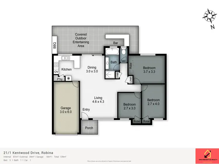 Floorplan of Homely semi-detached listing, 21/1 Kentwood Drive, Robina QLD 4226