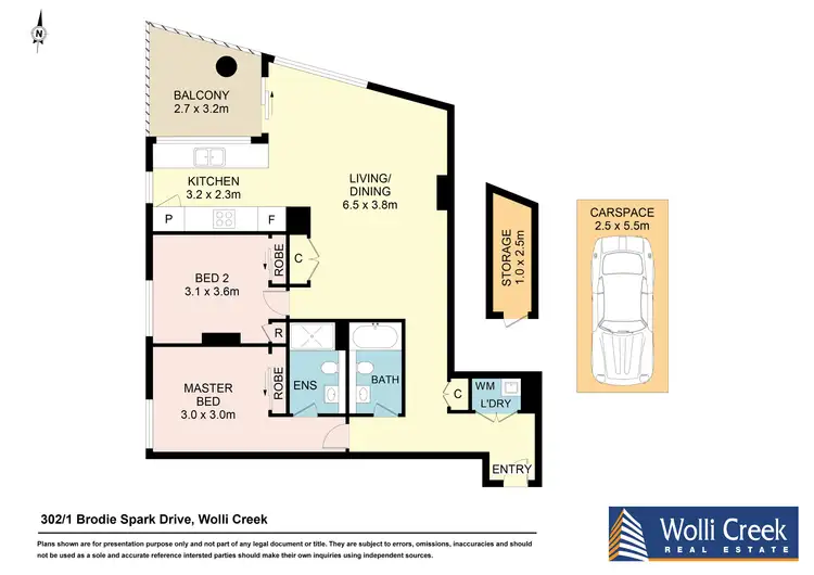 Floorplan of Homely apartment listing, 302/1 Brodie Spark Drive, Wolli Creek NSW 2205