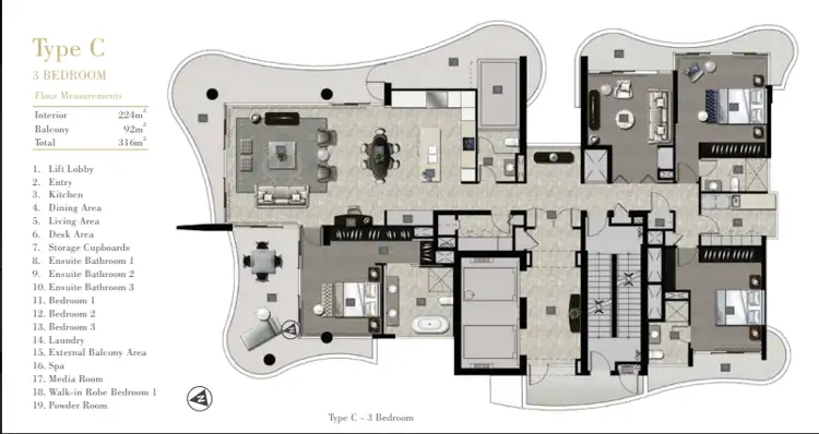 Floorplan of Homely apartment listing, 1301/60 Marine Parade, Coolangatta QLD 4225