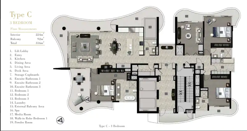 Floorplan of Homely apartment listing, 1301/60 Marine Parade, Coolangatta QLD 4225