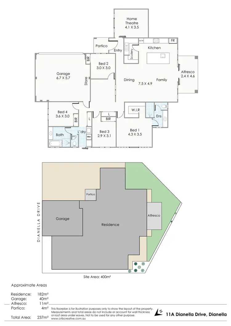 Floorplan of Homely semi-detached listing, 11A Dianella Drive, Dianella WA 6059