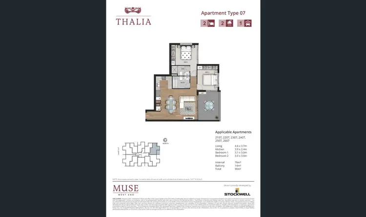 Floorplan of Homely apartment listing, 2607/35 Tondara Lane, West End QLD 4101