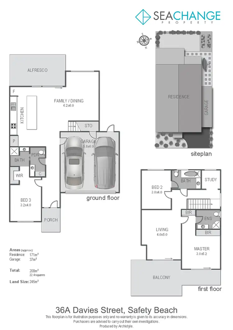 Floorplan of Homely townhouse listing, 36a Davies Street, Safety Beach VIC 3936
