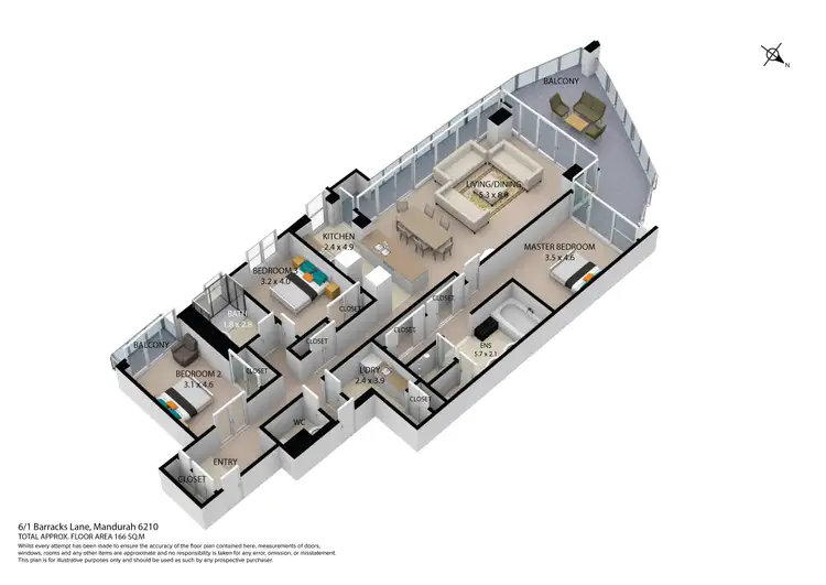 Floorplan of Homely apartment listing, 6/1 Barracks Lane, Mandurah WA 6210
