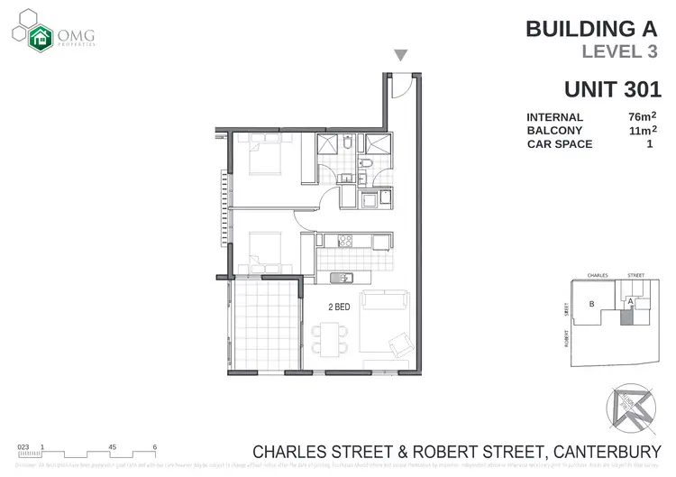 Floorplan of Homely apartment listing, A301/1-3 Charles St, Canterbury NSW 2193